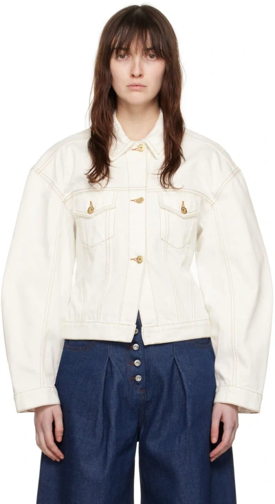 Jacquemus Off-white Les Classiques 'la Veste De-nîmes' Denim Jacket In 11c Off-white/tabac