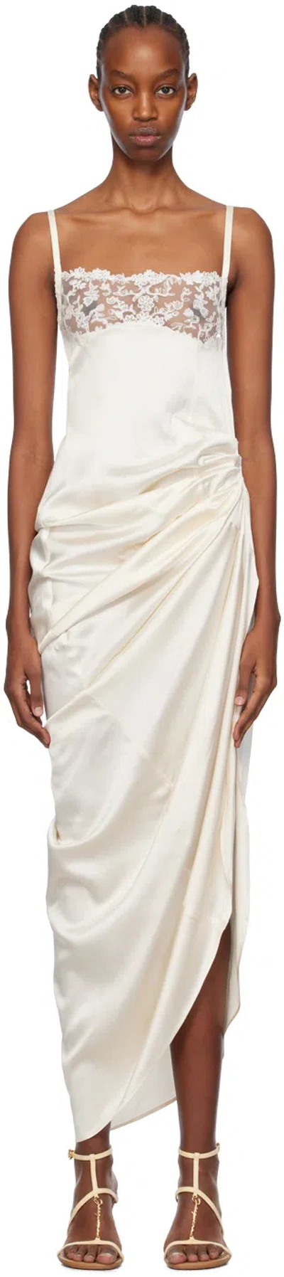 Jacquemus Long Asymmetric Lingerie Dress In White