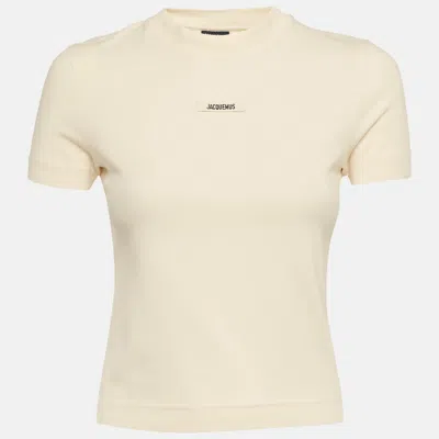 Pre-owned Jacquemus Off-white Logo Applique Jersey T-shirt Xs