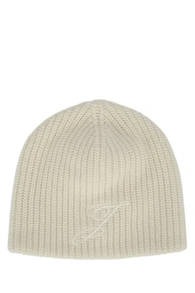JACQUEMUS OFF WHITE LOGO BEANIE HAT