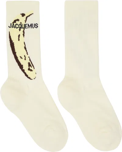 Jacquemus Off-white 'the ' Socks In 2bv Banana Print Yel