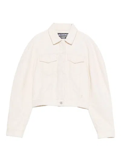 JACQUEMUS OFF WHITE THE OVALO DE-NMES DENIM JACKET