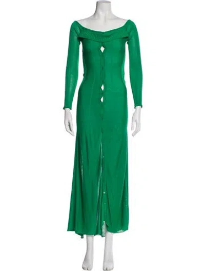 Pre-owned Jacquemus Off-the-shoulder Long Dress In Green
