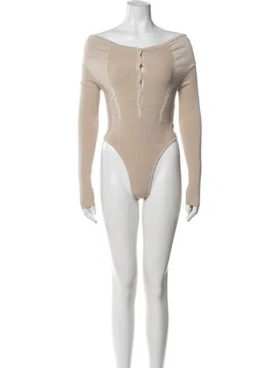 Pre-owned Jacquemus Off-the-shoulder Long Sleeve Bodysuit W/ Tags In Neutral