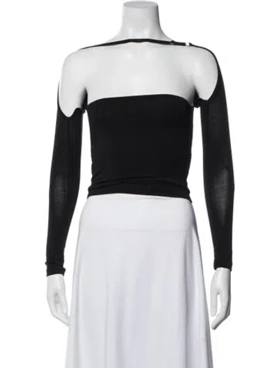Pre-owned Jacquemus Off-the-shoulder Long Sleeve Crop Top In Black