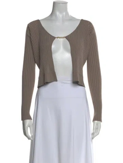 Pre-owned Jacquemus Off-the-shoulder Long Sleeve Crop Top In Neutral