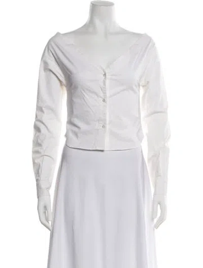 Pre-owned Jacquemus Off-the-shoulder Long Sleeve Crop Top In White