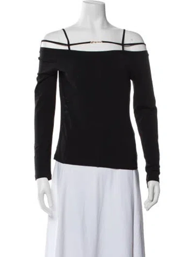 Pre-owned Jacquemus Off-the-shoulder Long Sleeve Top In Black