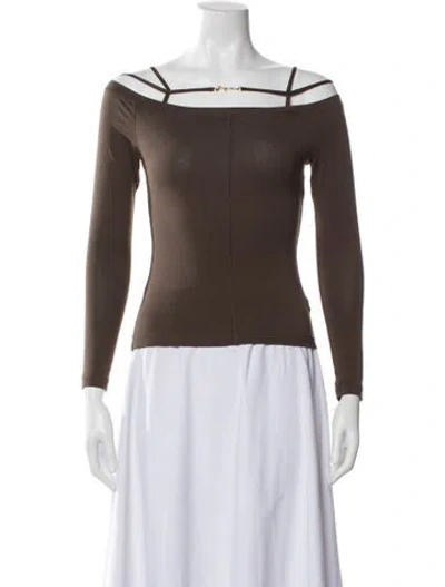 Pre-owned Jacquemus Off-the-shoulder Long Sleeve Top In Brown