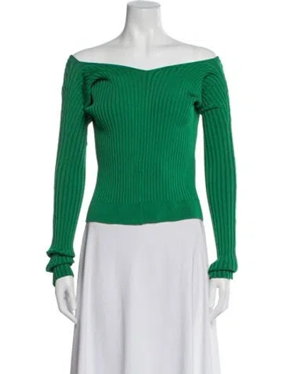 Pre-owned Jacquemus Off-the-shoulder Long Sleeve Top In Green