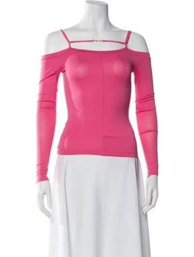Pre-owned Jacquemus Off-the-shoulder Long Sleeve Top In Pink