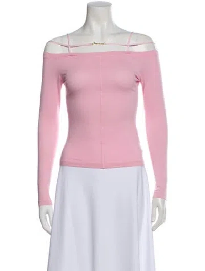 Pre-owned Jacquemus Off-the-shoulder Long Sleeve Top In Pink
