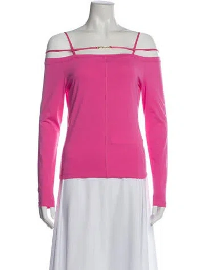 Pre-owned Jacquemus Off-the-shoulder Long Sleeve Top In Pink