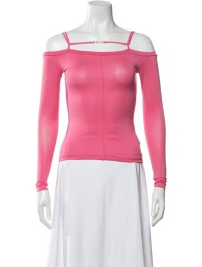Pre-owned Jacquemus Off-the-shoulder Long Sleeve Top In Pink