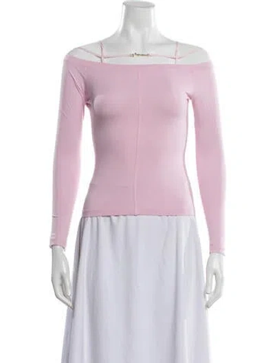 Pre-owned Jacquemus Off-the-shoulder Long Sleeve Top In Pink