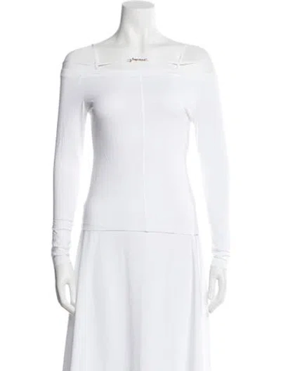 Pre-owned Jacquemus Off-the-shoulder Long Sleeve Top In White