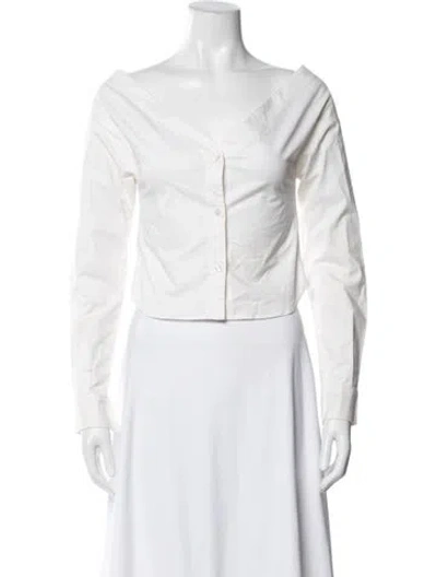 Pre-owned Jacquemus Off-the-shoulder Long Sleeve Top In White