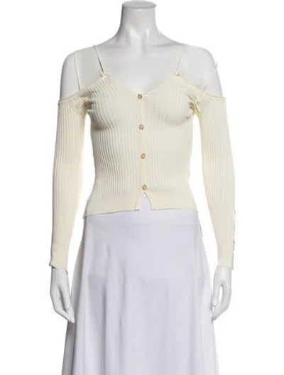 Pre-owned Jacquemus Off-the-shoulder Long Sleeve Top In White