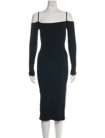 Pre-owned Jacquemus Off-the-shoulder Midi Length Dress In Black