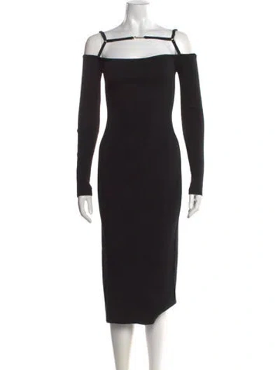 Pre-owned Jacquemus Off-the-shoulder Midi Length Dress In Black