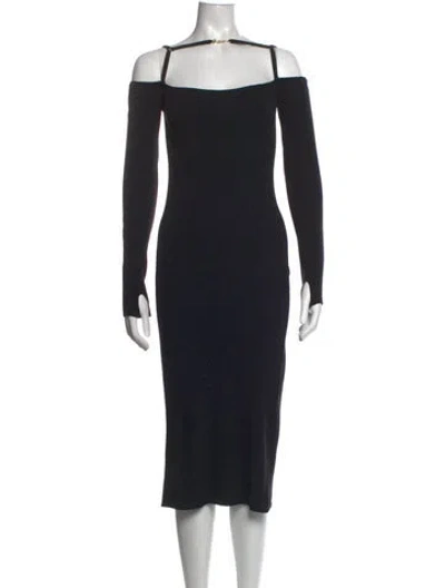 Pre-owned Jacquemus Off-the-shoulder Midi Length Dress In Black