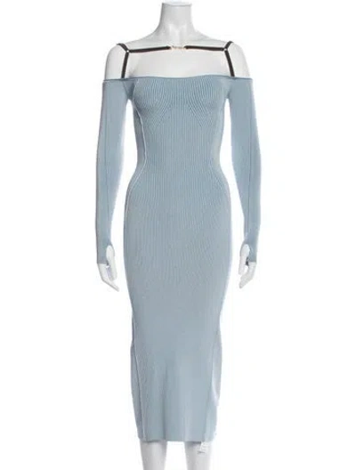 Pre-owned Jacquemus Off-the-shoulder Midi Length Dress In Blue