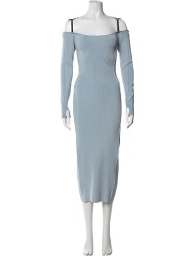 Pre-owned Jacquemus Off-the-shoulder Midi Length Dress In Blue