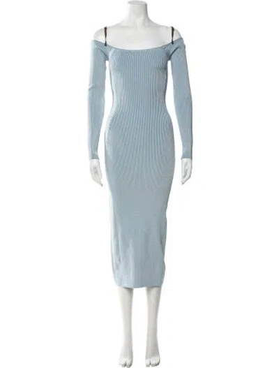 Pre-owned Jacquemus Off-the-shoulder Midi Length Dress In Blue