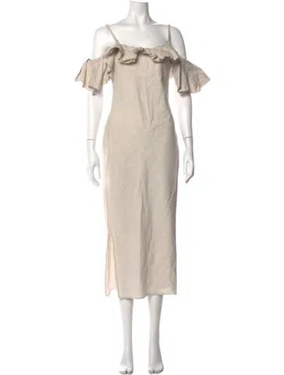 Pre-owned Jacquemus Off-the-shoulder Midi Length Dress In Brown
