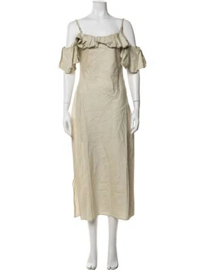 Pre-owned Jacquemus Off-the-shoulder Midi Length Dress In Neutrals