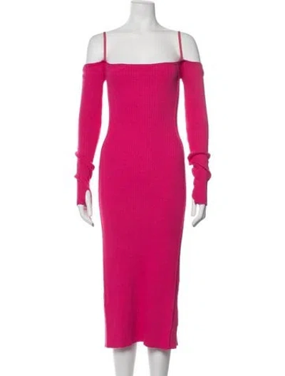 Pre-owned Jacquemus Off-the-shoulder Midi Length Dress In Pink