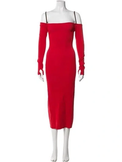 Pre-owned Jacquemus Off-the-shoulder Midi Length Dress In Red