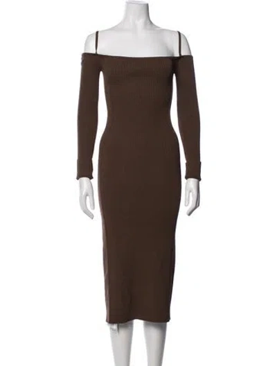 Pre-owned Jacquemus Off-the-shoulder Midi Length Dress W/ Tags In Brown