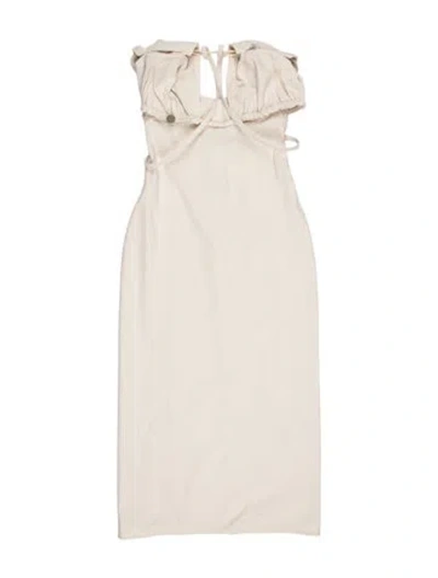 Pre-owned Jacquemus Off-the-shoulder Midi Length Dress W/ Tags In White