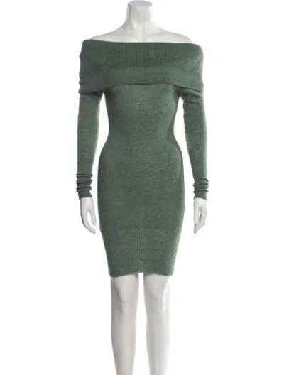 Pre-owned Jacquemus Off-the-shoulder Mini Dress In Green