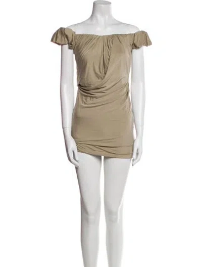 Pre-owned Jacquemus Off-the-shoulder Mini Dress In Neutral