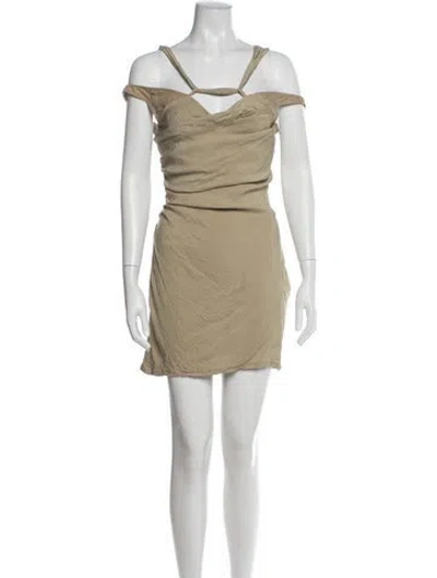 Pre-owned Jacquemus Off-the-shoulder Mini Dress In Neutral