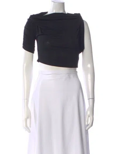 Pre-owned Jacquemus Off-the-shoulder Short Sleeve Crop Top In Black