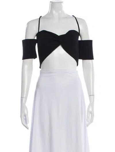 Pre-owned Jacquemus Off-the-shoulder Short Sleeve Crop Top In Black