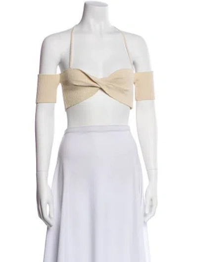 Pre-owned Jacquemus Off-the-shoulder Short Sleeve Crop Top In Neutral