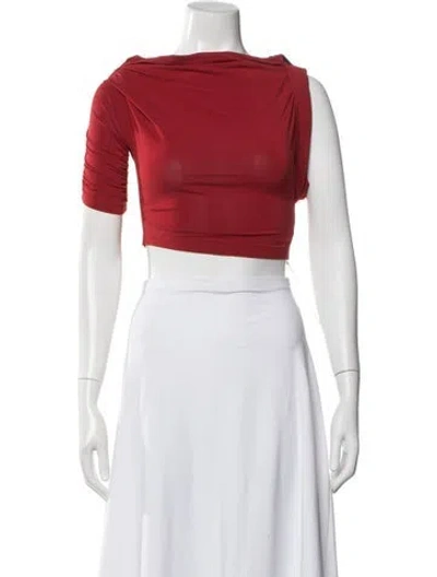 Pre-owned Jacquemus Off-the-shoulder Short Sleeve Crop Top In Red