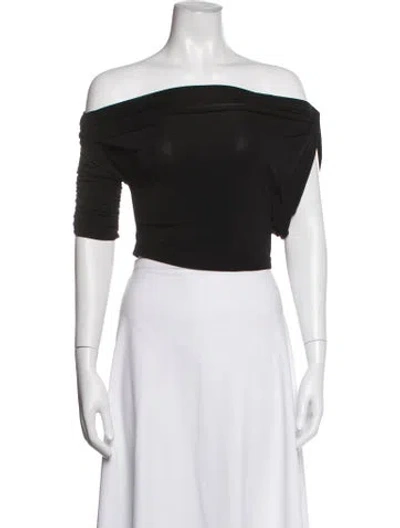 Pre-owned Jacquemus Off-the-shoulder Three-quarter Sleeve Crop Top In Black