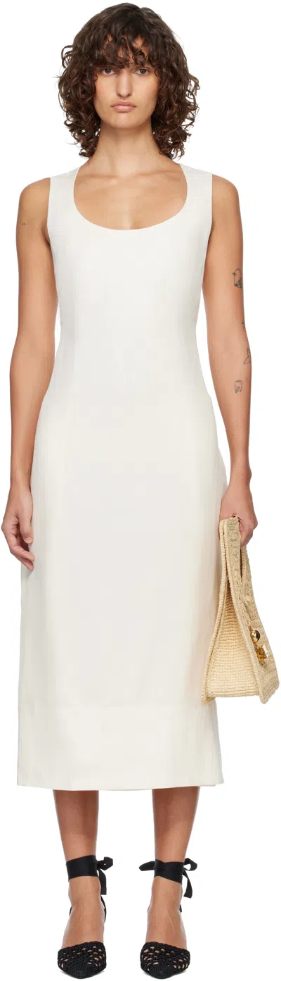 Jacquemus Tablier Linen-blend Midi Dress In White