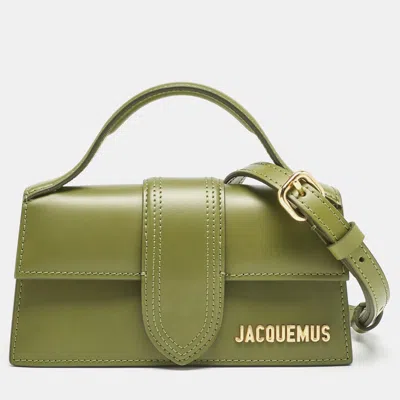 Pre-owned Jacquemus Olive Green Leather The Bambino Les Classiques Top Handle Bag