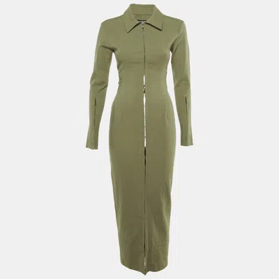 Pre-owned Jacquemus Olive Green Linen Blend Cut -out Detail La Robe Obiou Maxi Dress S