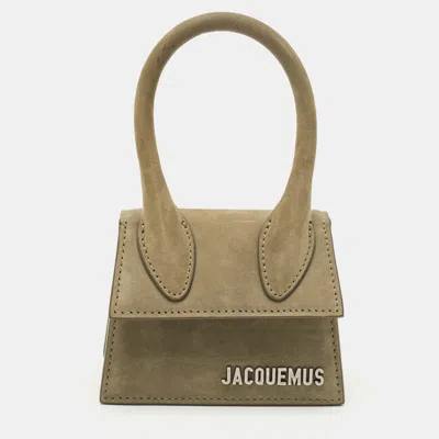 Pre-owned Jacquemus Olive Green Nubuck Leather Mini Le Chiquito Top Handle Bag