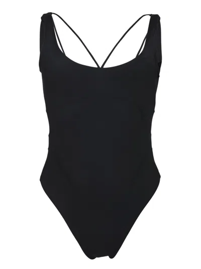 Jacquemus One-piece Swimsuit With Crossed Back Straps In Black