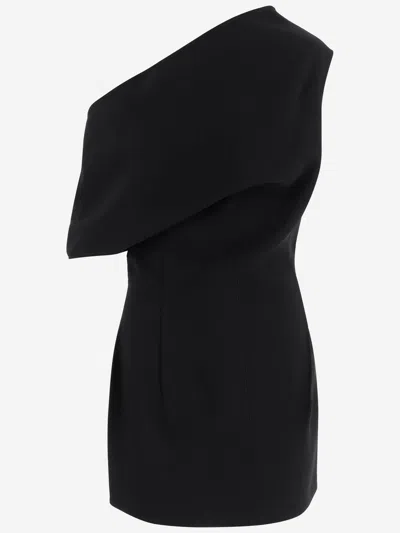 Jacquemus Pesce Draped One-shoulder Mini Dress In Black