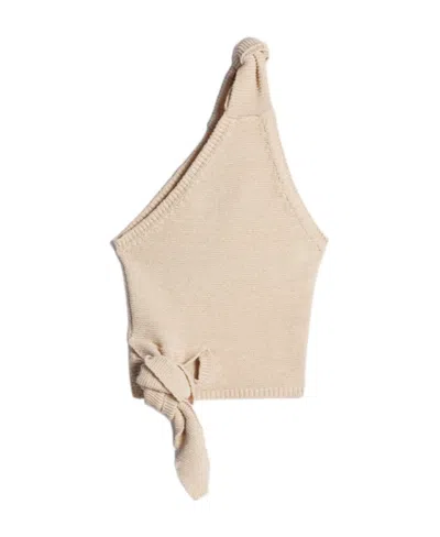 Jacquemus One-shoulder Knitted Top In Nude