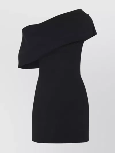 Jacquemus One Shoulder Mini Dress With Asymmetric Neckline In Black